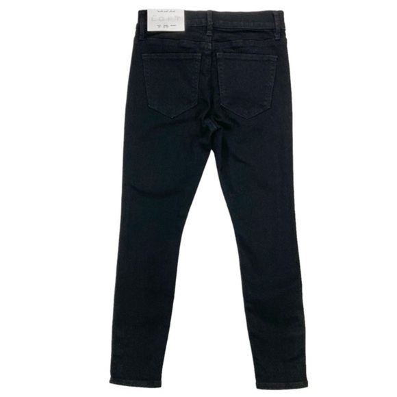 Loft Jeans Women Size 25 Black Dark Wash Denim Slim Pocket Skinny Button Hem New - Picture 6 of 13